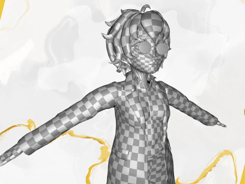 様式化された漫画の女性科学者、教師、医師リゲ 3Dモデル