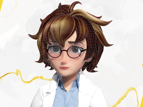 Stylized Cartoon Female Scientist or Teacher or Doctor Rigge 3Dモデル