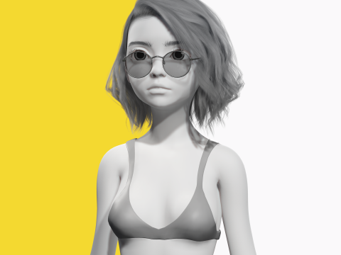 Free Stylized 3D Girl Stylized Toon Girl with Sunglasses 3D मॉडल