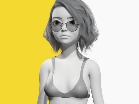 Free Stylized 3D Girl Stylized Toon Girl with Sunglasses 3D Model