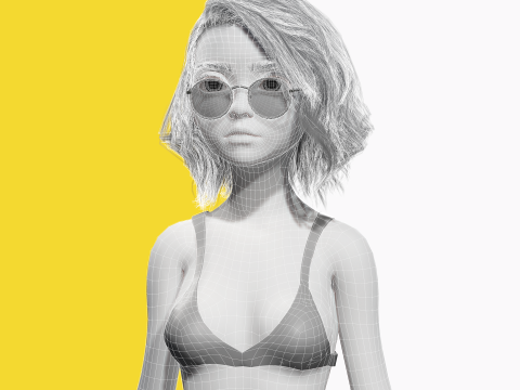Free Stylized 3D Girl Stylized Toon Girl with Sunglasses 3D मॉडल