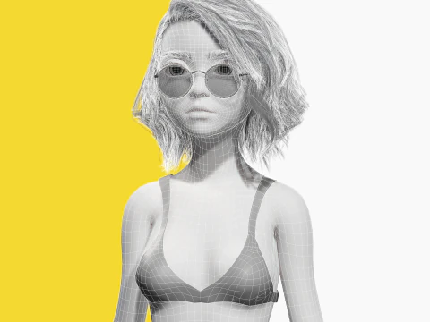Free Stylized 3D Girl Stylized Toon Girl with Sunglasses 3D Model