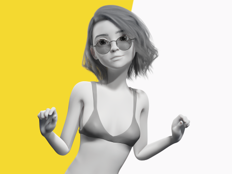 Free Stylized 3D Girl Stylized Toon Girl with Sunglasses 3D मॉडल