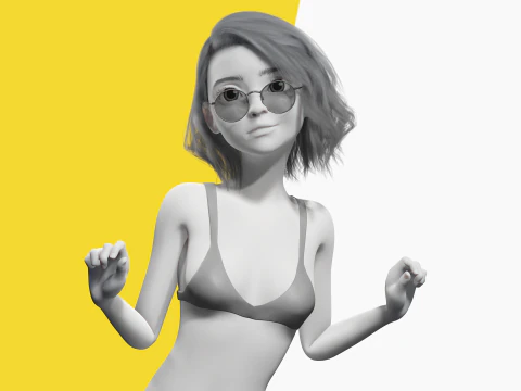 Free Stylized 3D Girl Stylized Toon Girl with Sunglasses 3D Model