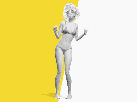 Free Stylized 3D Girl Stylized Toon Girl with Sunglasses 3D Model