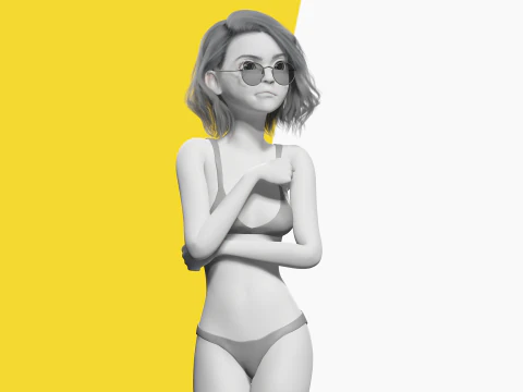 Free Stylized 3D Girl Stylized Toon Girl with Sunglasses 3D Model
