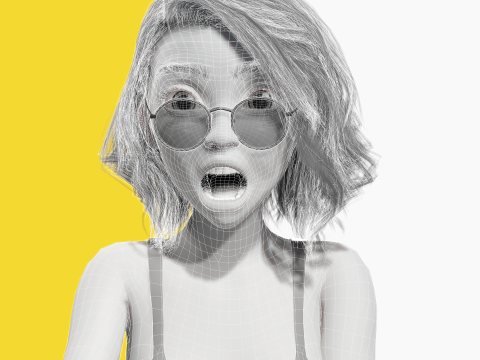 Free Stylized 3D Girl Stylized Toon Girl with Sunglasses 3D मॉडल