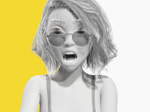 Free Stylized 3D Girl Stylized Toon Girl with Sunglasses 3D Model