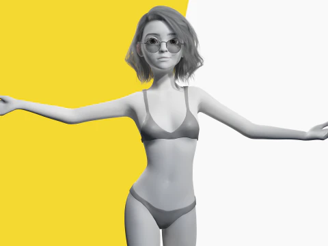 Free Stylized 3D Girl Stylized Toon Girl with Sunglasses 3D Model