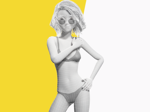 Free Stylized 3D Girl Stylized Toon Girl with Sunglasses 3D मॉडल