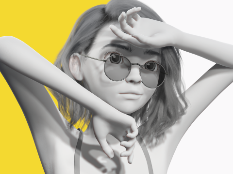Free Stylized 3D Girl Stylized Toon Girl with Sunglasses 3D मॉडल