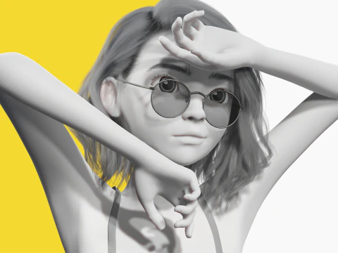Free Stylized 3D Girl Stylized Toon Girl with Sunglasses 3D Model