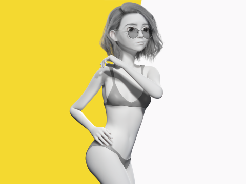 Free Stylized 3D Girl Stylized Toon Girl with Sunglasses 3D मॉडल