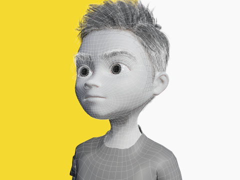 Free 3D Stylized Boy Toon Kid Character with T-Shirt Modèle 3D