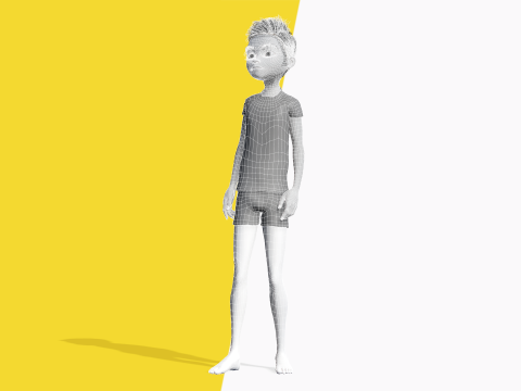 Free 3D Stylized Boy Toon Kid Character with T-Shirt Modèle 3D