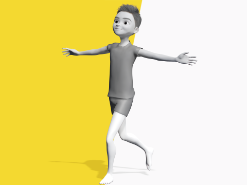 Free 3D Stylized Boy Toon Kid Character with T-Shirt Modèle 3D