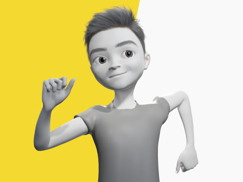Free 3D Stylized Boy Toon Kid Character with T-Shirt Modèle 3D