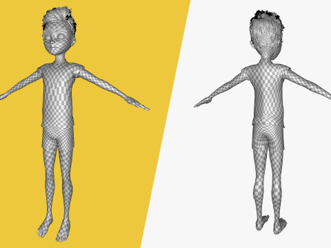 Free 3D Stylized Boy Toon Kid Character with T-Shirt Modèle 3D