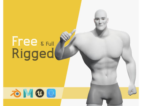 Free Stylized Strong Male Superhero Cartoon Rigged Modelo 3D