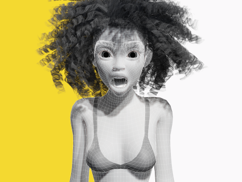 Free Stylized Girl with Afro Hair Toon Character Model 3D
