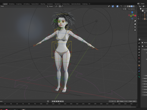 Free Stylized Girl with Afro Hair Toon Character Model 3D