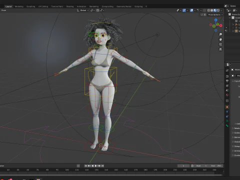 Free Stylized Girl with Afro Hair Toon Character 3D Model