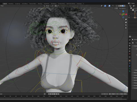 Free Stylized Girl with Afro Hair Toon Character Model 3D