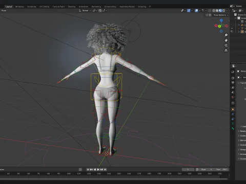 Free Stylized Girl with Afro Hair Toon Character 3D Model
