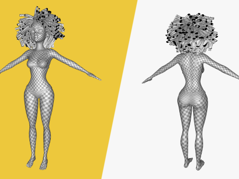 Free Stylized Girl with Afro Hair Toon Character Model 3D
