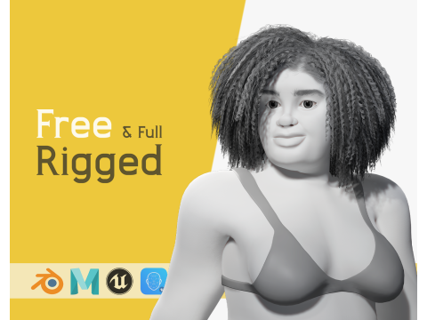 Free Toon Female Character Big Plus Size Stylized Fat Woman 3D Model