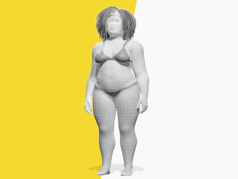 Free Toon Female Character Big Plus Size Stylized Fat Woman 3D Model