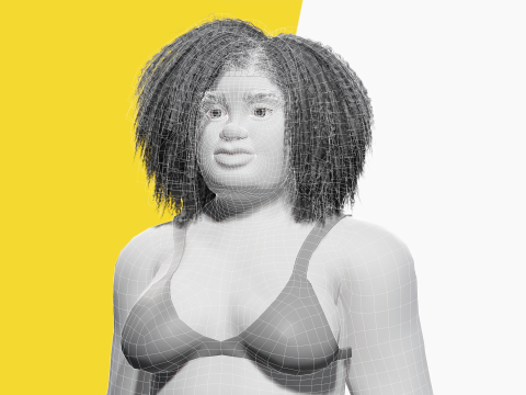 Free Toon Female Character Big Plus Size Stylized Fat Woman 3D Model