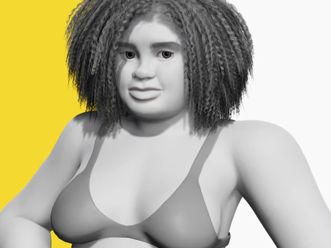 Free Toon Female Character Big Plus Size Stylized Fat Woman 3D Model