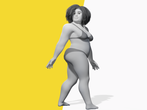 Free Toon Female Character Big Plus Size Stylized Fat Woman 3D Model