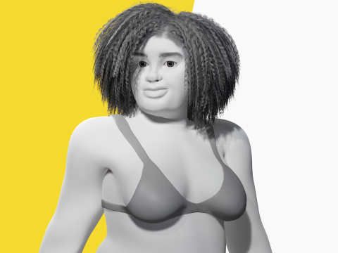 Free Toon Female Character Big Plus Size Stylized Fat Woman 3D Model