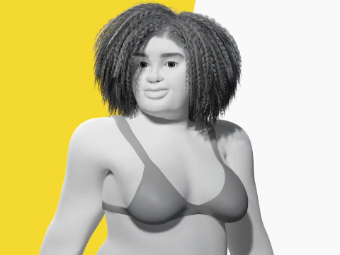 Free Toon Female Character Big Plus Size Stylized Fat Woman 3D Model