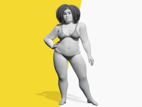 Free Toon Female Character Big Plus Size Stylized Fat Woman 3D Model