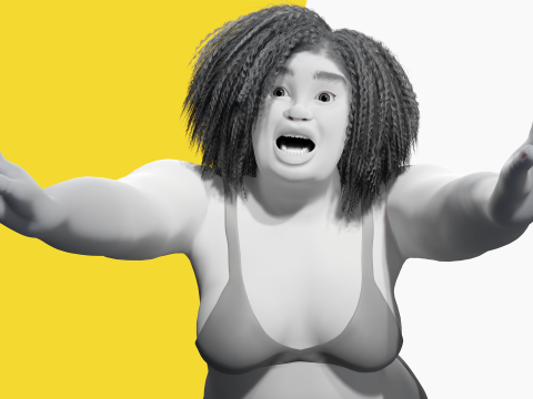 Free Toon Female Character Big Plus Size Stylized Fat Woman 3D Model