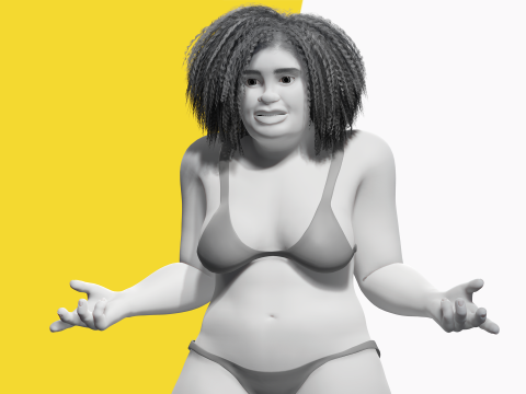 Free Toon Female Character Big Plus Size Stylized Fat Woman 3D Model