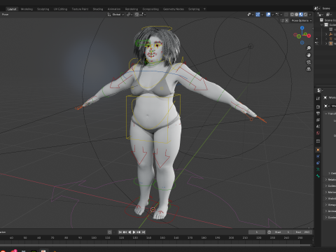 Free Toon Female Character Big Plus Size Stylized Fat Woman 3D Model