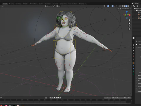 Free Toon Female Character Big Plus Size Stylized Fat Woman 3D Model