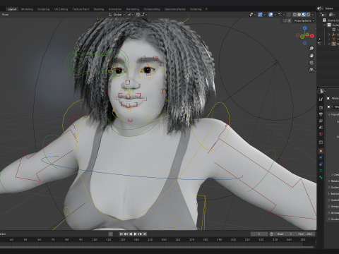 Free Toon Female Character Big Plus Size Stylized Fat Woman 3D Model