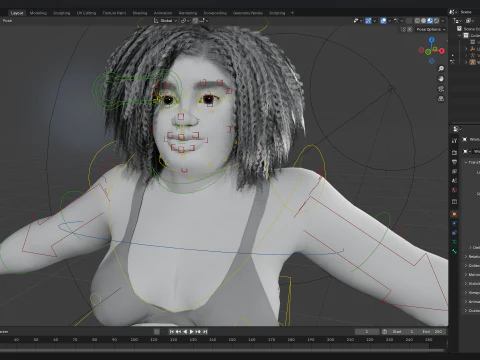Free Toon Female Character Big Plus Size Stylized Fat Woman 3D Model