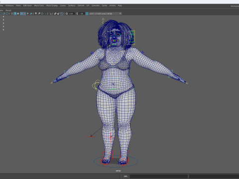 Free Toon Female Character Big Plus Size Stylized Fat Woman 3D Model