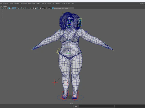 Free Toon Female Character Big Plus Size Stylized Fat Woman 3D Model