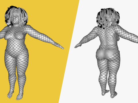 Free Toon Female Character Big Plus Size Stylized Fat Woman 3D Model