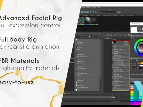 Black Dress Stylized Young Woman 3D Character Rigged Short 3D Model
