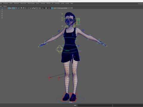 Black Dress Stylized Young Woman 3D Character Rigged Short 3D Model