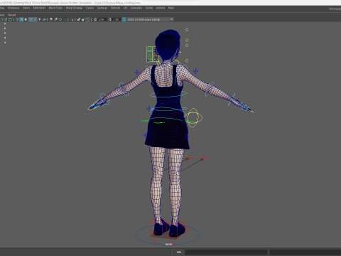Black Dress Stylized Young Woman 3D Character Rigged Short 3D Model