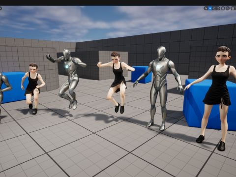 Black Dress Stylized Young Woman 3D Character Rigged Short 3D Model